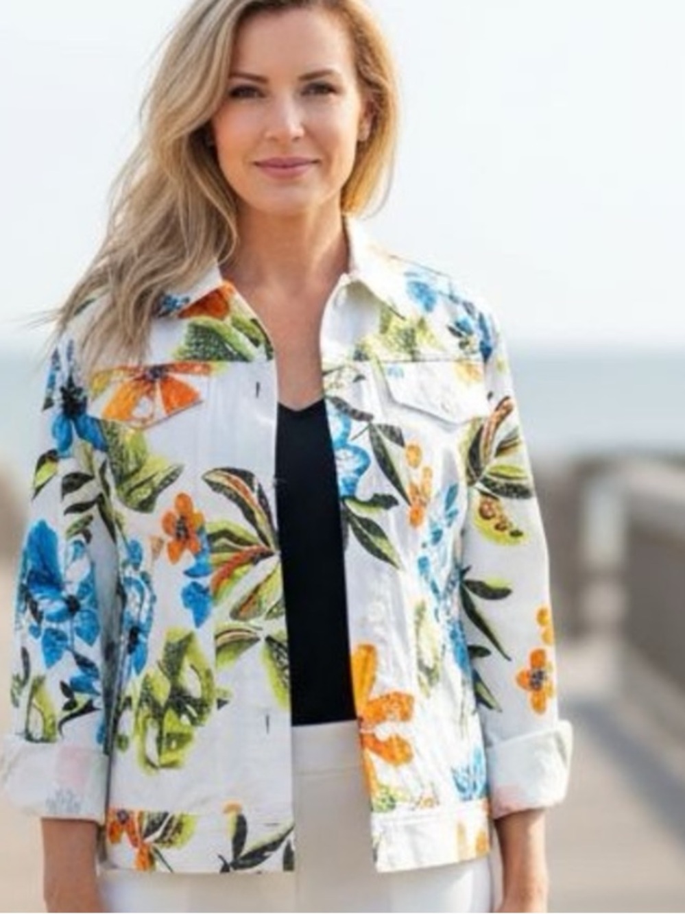 Alfred Dunner Floral Jacket lightweight sz 14